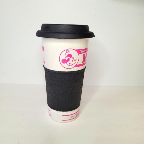 DISNEY Minnie Mouse Ceramic & Silicone Big Travel Mug Tumbler w/Sleeve - Picture 2 of 7